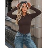 Zeagoo Women Long Sleeve Shirts Slim Fit Going Out Tops Crewneck Basic Tee(Brown)
