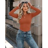 Zeagoo Women Long Sleeve Shirts Slim Fit Going Out Tops Crewneck Basic Tee(Caramel)