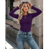 Zeagoo Women Long Sleeve Shirts Slim Fit Going Out Tops Crewneck Basic Tee(Purple)