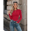 Zeagoo Women Long Sleeve Shirts Slim Fit Going Out Tops Crewneck Basic Tee(Red)