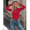 Zeagoo Women Long Sleeve Shirts Slim Fit Going Out Tops Crewneck Basic Tee(Red)