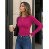 Zeagoo Women Long Sleeve Shirts Slim Fit Going Out Tops Crewneck Basic Tee(Rose Red)