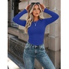 Zeagoo Women Long Sleeve Shirts Slim Fit Going Out Tops Crewneck Basic Tee(Royal Blue)
