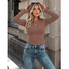 Zeagoo Women Long Sleeve Shirts Slim Fit Going Out Tops Crewneck Basic Tee(Taupe)