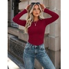 Zeagoo Women Long Sleeve Shirts Slim Fit Going Out Tops Crewneck Basic Tee(Wine Red)