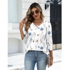 Zeagoo Womens 3/4 Sleeve V Neck T Shirts Dressy Casual Tops(01-bf290)
