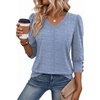 Zeagoo Womens 3/4 Sleeve V Neck T Shirts Dressy Casual Tops(01-tz273)