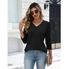 Zeagoo Womens 3/4 Sleeve V Neck T Shirts Dressy Casual Tops(04-black)