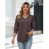 Zeagoo Womens 3/4 Sleeve V Neck T Shirts Dressy Casual Tops(04-brown)