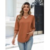 Zeagoo Womens 3/4 Sleeve V Neck T Shirts Dressy Casual Tops(04-caramel)