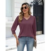 Zeagoo Womens 3/4 Sleeve V Neck T Shirts Dressy Casual Tops(04-dark Red)