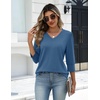 Zeagoo Womens 3/4 Sleeve V Neck T Shirts Dressy Casual Tops(04-haze Blue)