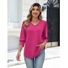 Zeagoo Womens 3/4 Sleeve V Neck T Shirts Dressy Casual Tops(04-hot Pink)