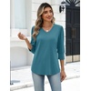 Zeagoo Womens 3/4 Sleeve V Neck T Shirts Dressy Casual Tops(04-peacock Blue)