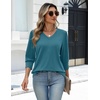 Zeagoo Womens 3/4 Sleeve V Neck T Shirts Dressy Casual Tops(04-peacock Blue)