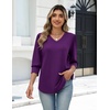 Zeagoo Womens 3/4 Sleeve V Neck T Shirts Dressy Casual Tops(04-purple)