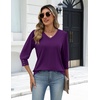 Zeagoo Womens 3/4 Sleeve V Neck T Shirts Dressy Casual Tops(04-purple)