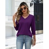 Zeagoo Womens 3/4 Sleeve V Neck T Shirts Dressy Casual Tops(04-purple)