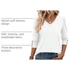 Zeagoo Womens 3/4 Sleeve V Neck T Shirts Dressy Casual Tops(04-white)