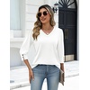Zeagoo Womens 3/4 Sleeve V Neck T Shirts Dressy Casual Tops(04-white)