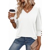 Zeagoo Womens 3/4 Sleeve V Neck T Shirts Dressy Casual Tops(04-white)