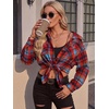 Zeagoo Womens Flannel Shirts Long Sleeve Button Down Casual Fall Plaid Top(10-red Gw550)