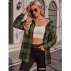 Zeagoo Womens Flannel Shirts Long Sleeve Button Down Casual Fall Plaid Top(12-army Green Gw378)