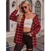 Zeagoo Womens Flannel Shirts Long Sleeve Button Down Casual Fall Plaid Top(13-black Red Gz188)