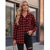 Zeagoo Womens Flannel Shirts Long Sleeve Button Down Casual Fall Plaid Top(13-black Red Gz188)