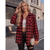 Zeagoo Womens Flannel Shirts Long Sleeve Button Down Casual Fall Plaid Top(13-black Red Gz188)