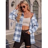 Zeagoo Womens Flannel Shirts Long Sleeve Button Down Casual Fall Plaid Top(14-blue Gw594)