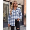 Zeagoo Womens Flannel Shirts Long Sleeve Button Down Casual Fall Plaid Top(14-blue Gw594)