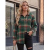 Zeagoo Womens Flannel Shirts Long Sleeve Button Down Casual Fall Plaid Top(14-green Gw553)