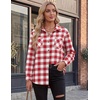 Zeagoo Womens Flannel Shirts Long Sleeve Button Down Casual Fall Plaid Top(16-red White Gz192)