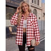 Zeagoo Womens Flannel Shirts Long Sleeve Button Down Casual Fall Plaid Top(16-red White Gz192)