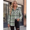 Zeagoo Womens Flannel Shirts Long Sleeve Button Down Casual Fall Plaid Top(18-green Gw297)