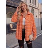 Zeagoo Womens Flannel Shirts Long Sleeve Button Down Casual Fall Plaid Top(20-orange Gw689)