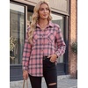 Zeagoo Womens Flannel Shirts Long Sleeve Button Down Casual Fall Plaid Top(4-pink Gw720)