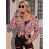 Zeagoo Womens Flannel Shirts Long Sleeve Button Down Casual Fall Plaid Top(4-pink Gw720)