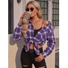 Zeagoo Womens Flannel Shirts Long Sleeve Button Down Casual Fall Plaid Top(6-purple Gz678)