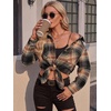 Zeagoo Womens Flannel Shirts Long Sleeve Button Down Casual Fall Plaid Top(7-orange Gz719)