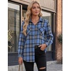 Zeagoo Womens Flannel Shirts Long Sleeve Button Down Casual Fall Plaid Top(8-blue Gz717)