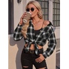 Zeagoo Womens Flannel Shirts Long Sleeve Button Down Casual Fall Plaid Top(9-black Gz564)
