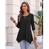 Zeagoo Womens Tops 3/4 Sleeve loose fit dressy Tunics Plus Size Boho Shirts(B)