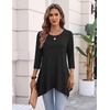 Zeagoo Womens Tops 3/4 Sleeve loose fit dressy Tunics Plus Size Boho Shirts(B)