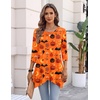 Zeagoo Womens Tops 3/4 Sleeve loose fit dressy Tunics Plus Size Boho Shirts(Orange Pumpkin-ws85)