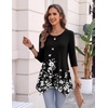 Zeagoo Womens Tops 3/4 Sleeve loose fit dressy Tunics Plus Size Boho Shirts(Sf231)