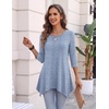 Zeagoo Womens Tops 3/4 Sleeve loose fit dressy Tunics Plus Size Boho Shirts(Tz273)
