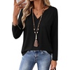 Zeagoo Womens Tops Long Sleeve V Neck Tee Shirts Cute Dressy Casual(B-black)