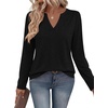 Zeagoo Womens Tops Long Sleeve V Neck Tee Shirts Cute Dressy Casual(B-black)